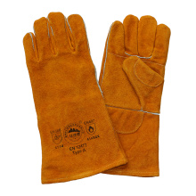 Protección de la mano de cuero de la palma doble Guantes resistentes del corte para la soldadura